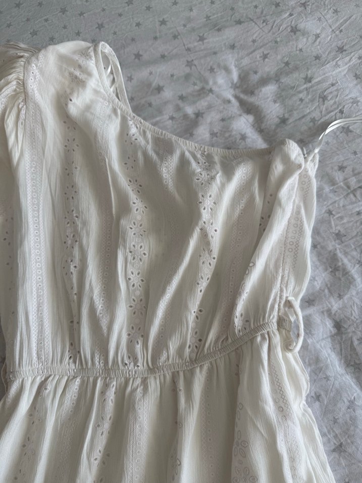 Nakışlı Beyaz Uzun Bohem Elbise - Görsel 4