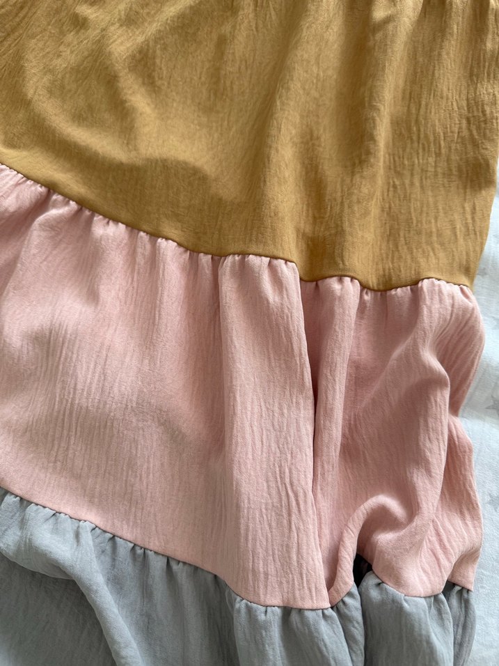 Drapeli, Çok Renkli Uzun Hamile Eteği - Görsel 2