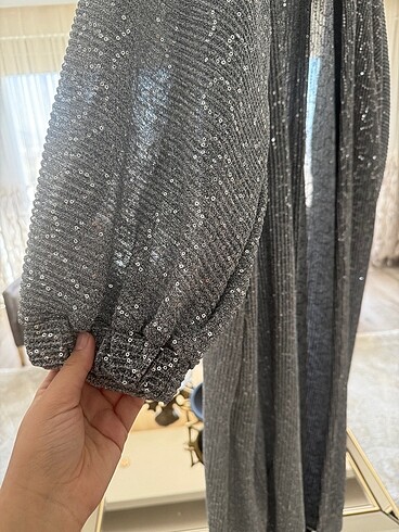 m Beden gri Renk Işıltılı abaya