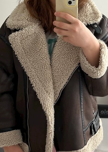 LCW Kürklü Kahverengi Süet Kısa Kış Ceketi - Görsel 2