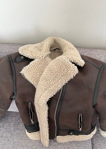 LCW Kürklü Kahverengi Süet Kısa Kış Ceketi - Görsel 3