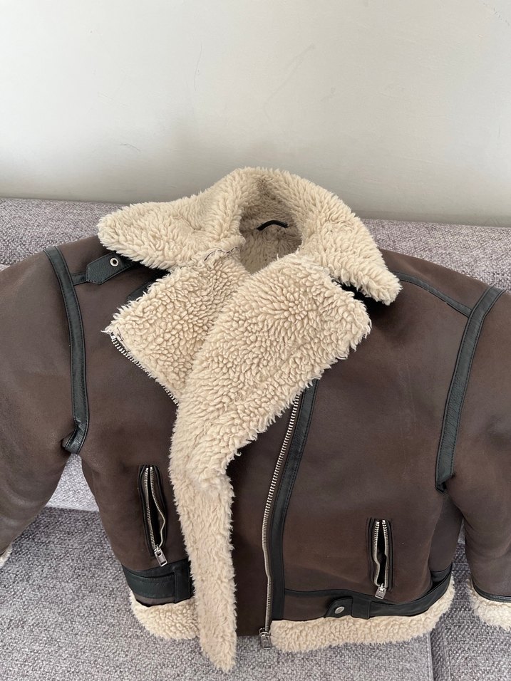 LCW Kürklü Kahverengi Süet Kısa Kış Ceketi - Görsel 3