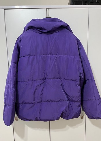 H&M Düğmeli Mor Kadın Kışlık Mont
