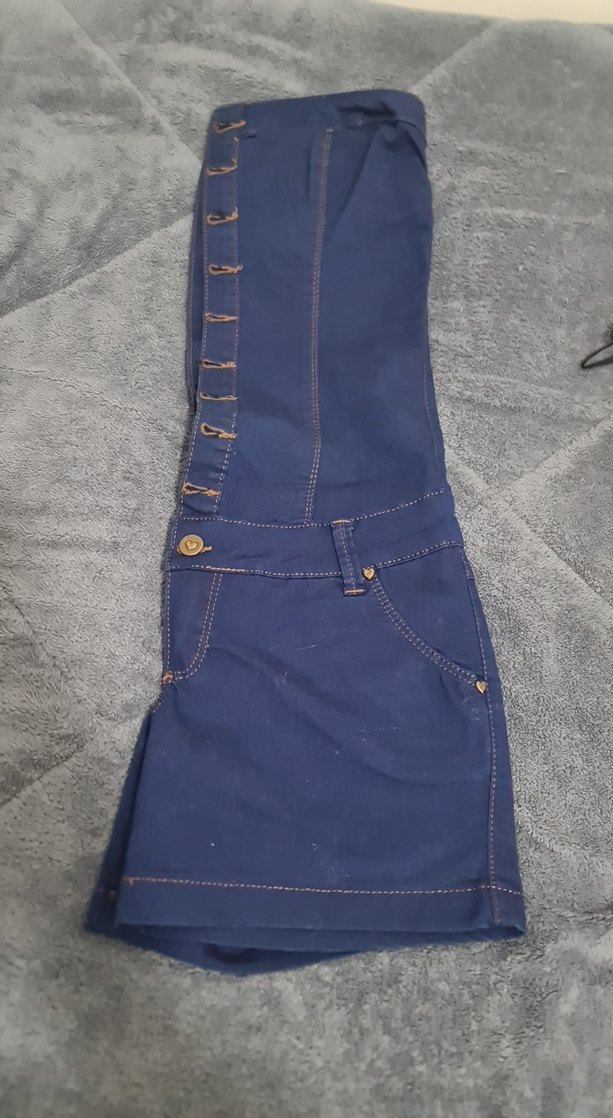 Düğmeli Lacivert Kot Straplez Mini Tulum - Görsel 5