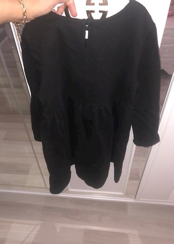 Uzun Kollu Siyah Kız Elbisesi Renkli Baskılı - Görsel 7