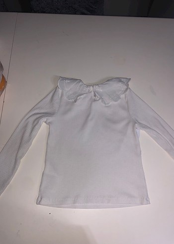 Uzun Kollu Fırfırlı dantelli Beyaz Kız Bluz - Görsel 4