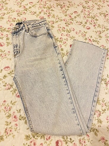 38 Beden Mavi Yuksek Bel Flare Jean