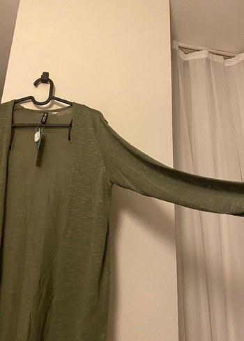 H&M Uzun Kollu Rahat Kesim Yeşil Hırka