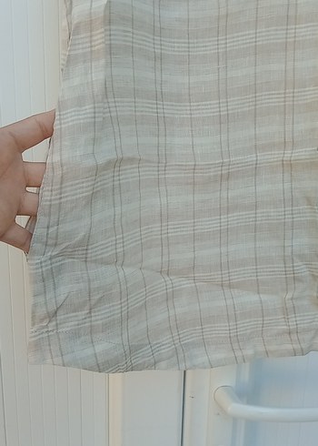 Diğer Düğmeli Keten Bej Hamile Tunik