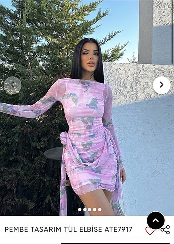 Pembe Drapeli Mini Tül Elbise
