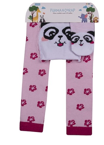 Kız Çocuk  Baskılı Triko Tayt Çorap Takım - Görsel 4