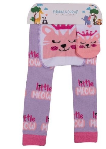 Kız Çocuk  Baskılı Triko Tayt Çorap Takım - Görsel 2