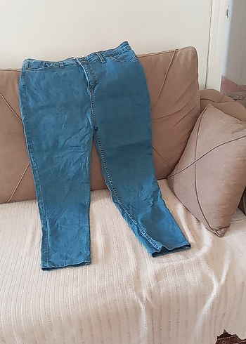 l Beden Mavi Belden Kemerli Kadın Kot Pantolon