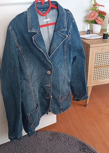 Diğer Düğmeli Kadın Kot Ceket, Normal Boy, Mavi
