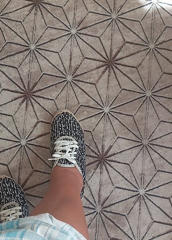 39 Beden Gri Zebra Desenli Örgü Kadın Dolgu Topuklu Espadril