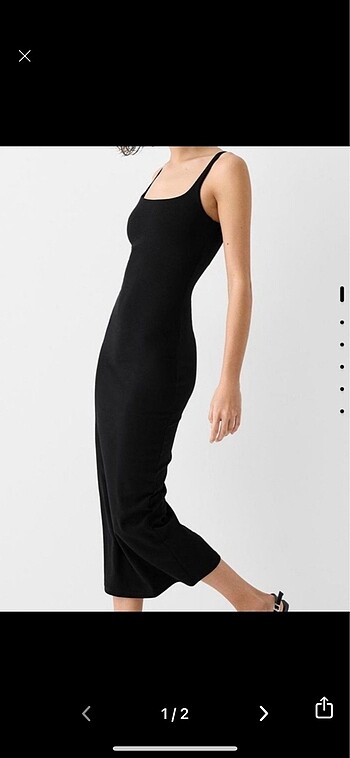 Bershka kare yaka midi elbise