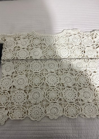 Bohem Tarzı Beyaz Örgü Kadın Kazak - Görsel 2