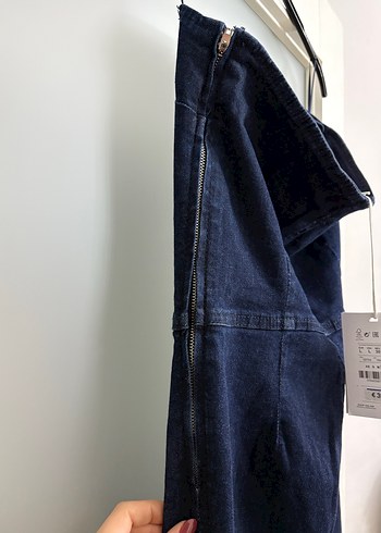 Kadın Lacivert Kot Straplez Tulum Pull and Bear - Görsel 3