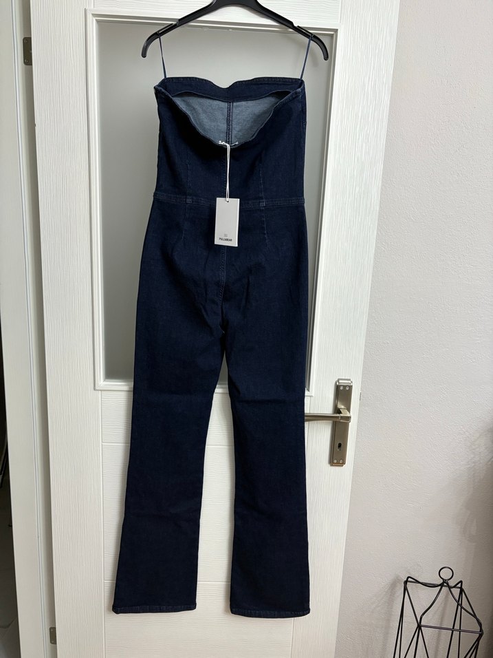 Kadın Lacivert Kot Straplez Tulum Pull and Bear - Görsel 2