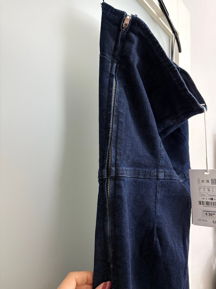 Kadın Lacivert Kot Straplez Tulum Pull and Bear - Görsel 3