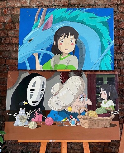 Spirited away ruhların kaçışı miyazaki akrilik tablo