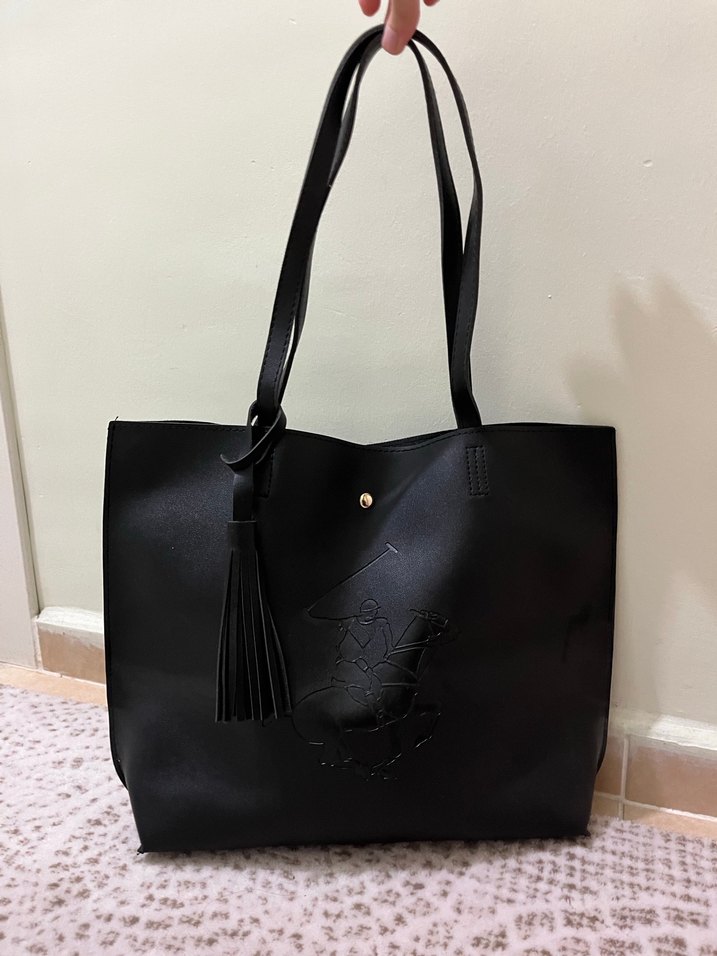 Siyah Deri Püsküllü Minimalist Kadın Çanta - Görsel 2