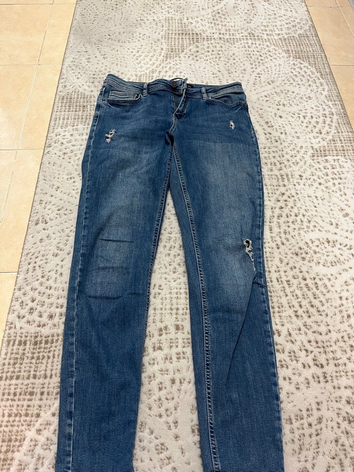 Nakışlı Mavi Kadın Jean Pantolon - Görsel 2