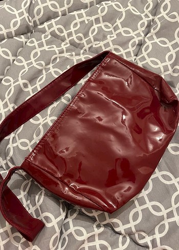 Fermuarlı bordo Deri Kadın Çanta - Görsel 3