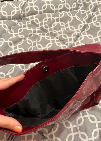 Fermuarlı bordo Deri Kadın Çanta - Görsel 2