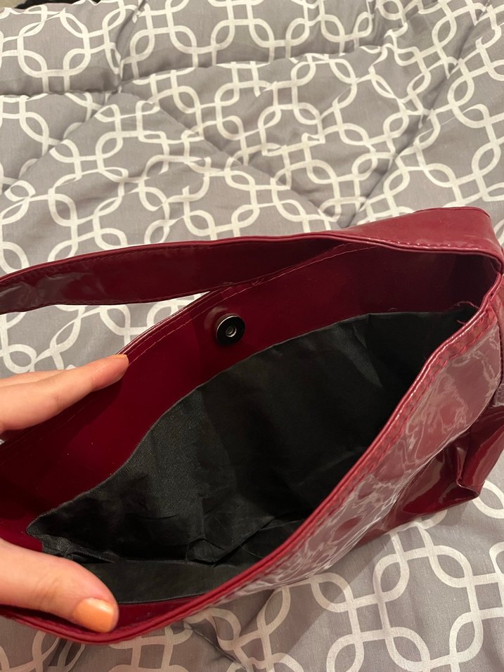 Fermuarlı bordo Deri Kadın Çanta - Görsel 2