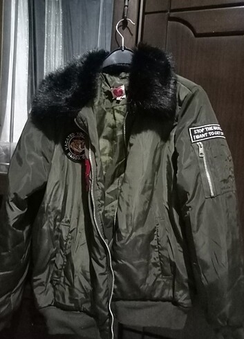 l Beden koton haki renk bomber ceket/mont