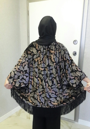 kadife püsküllü koton kimono