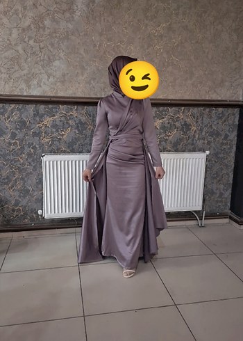 Uzun lila Kadın Elbise polyester - Görsel 6