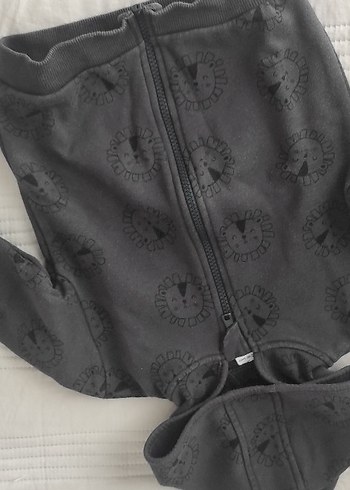 Kapüşonlu Fermuarlı Gri Baskılı Erkek Sweatshirt