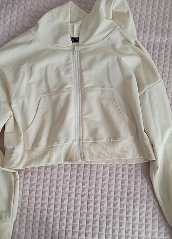 Defacto Cool ince sweatshirt kumaş crop ceket