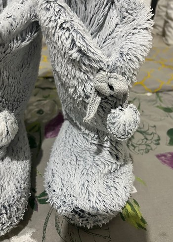 Kızlar için Gri Örgü Sıcak Ev Terliği - Görsel 2