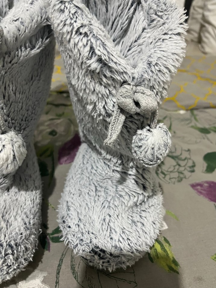 Kızlar için Gri Örgü Sıcak Ev Terliği - Görsel 2