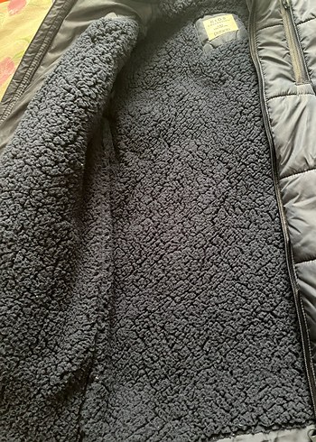 Çocuk lacivert  Kapüşonlu Sıcak Mont - Görsel 6