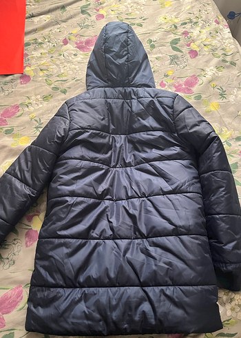 Çocuk lacivert  Kapüşonlu Sıcak Mont - Görsel 5