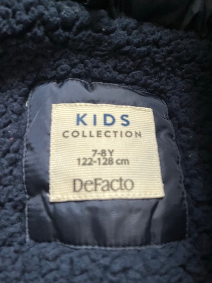 Çocuk lacivert  Kapüşonlu Sıcak Mont - Görsel 3