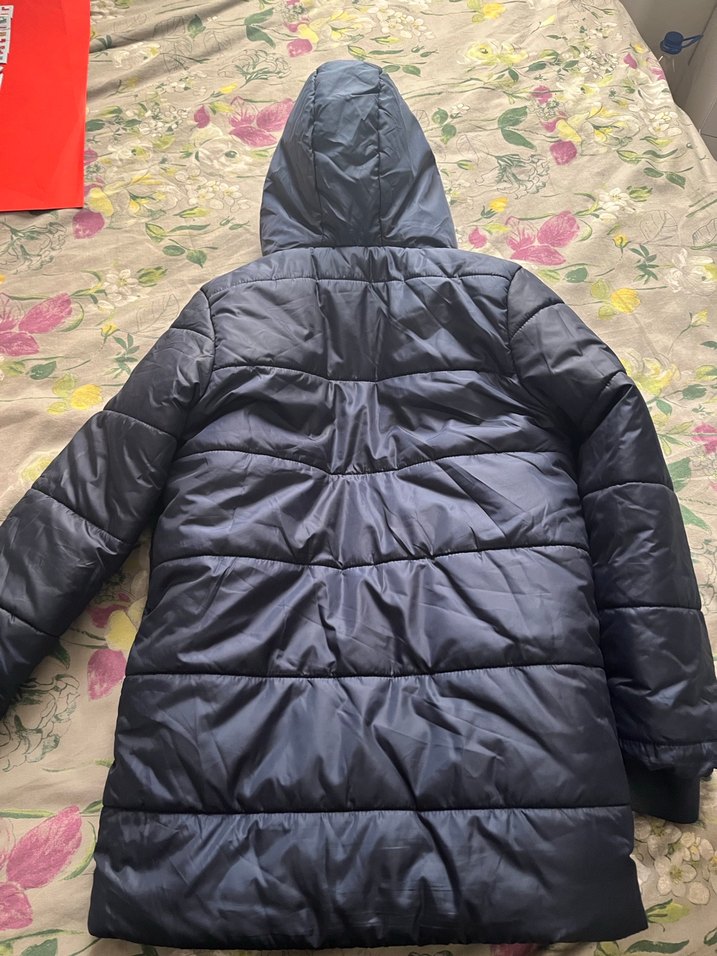 Çocuk lacivert  Kapüşonlu Sıcak Mont - Görsel 5