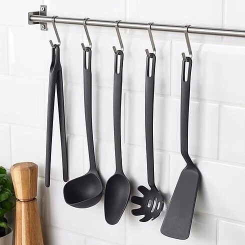 Ikea FULLÄNDAD gri mutfak gereçleri seti