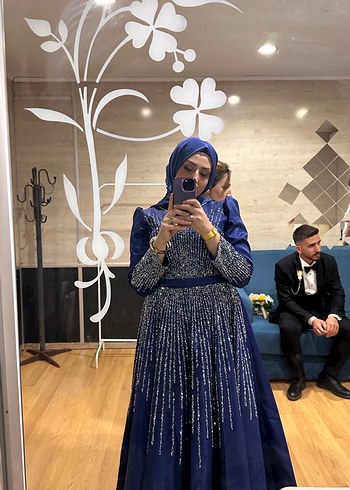 44 Beden lacivert Renk Lacivert taşlı tesettür abiye