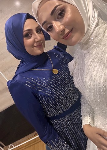 Abiye Lacivert taşlı tesettür abiye