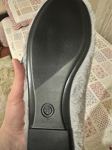 37,5 Beden gri Renk Nişantaşı Shoes Pelüş Babet