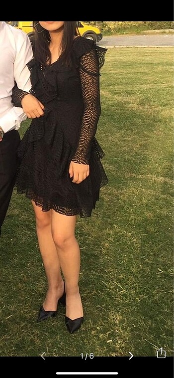 xs Beden siyah Renk Siyah dantel elbise