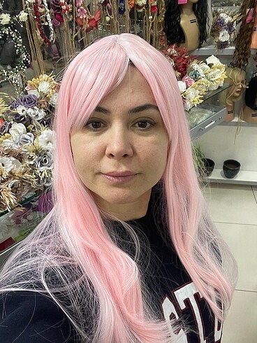Tasarımcı Pembe tüm baş peruk