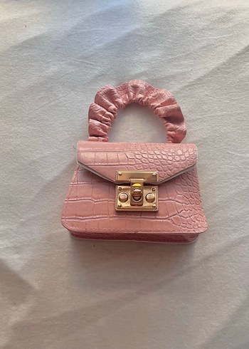 Pembe Deri Yılan Desenli Kucuk Çanta