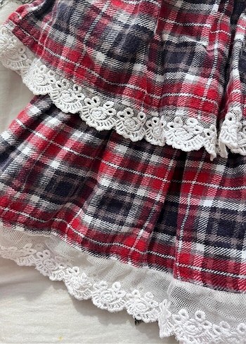 Bordo Nakışlı Fırfırlı etek