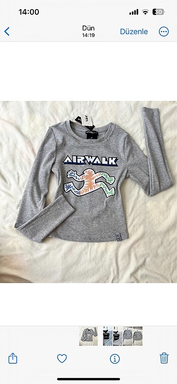 airwalk uzun kollu tam boy bluz crop
